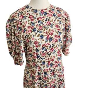 Vintage Paquette Too! Floral Puff Sleeve Dress Size 16 Garden Girl Cottagecore